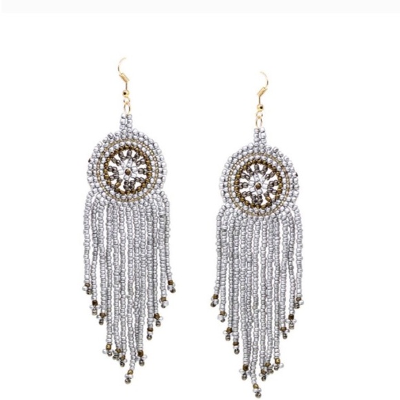 Fashion Jewelry Jewelry - Seed Beaded Disc With Tassel Fringe Drop E…